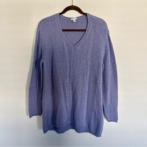 Women’s Pure J Jill Lilac Purple Knit Pullover V Neck Sweater Large Longline